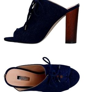 Rich denim sandals 4" wooden heel. Gently worn. In a very good condition